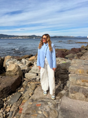 Blazer bleu Azuré Maison Aona vue de profil