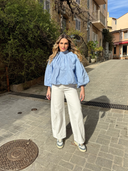 Blouse bleu dos nu Horizon Maison Aona vue de face