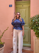 Zoom motif pois fuchsia blouse Dolce Maison Aona