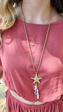 Collier sautoir avec étoile de mer et coquillages - Vaea