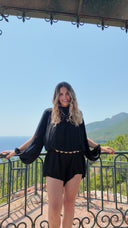 Combi-short avec manches longues ouvertes noir - Paloma
