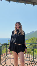 Combi-short avec manches longues ouvertes noir - Paloma