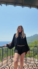 Combi-short avec manches longues ouvertes noir - Paloma
