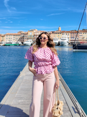 Jean ballon rose Frenchy Maison Aona vue de face