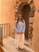 Jean blanc wide leg Ecume Maison Aona vue de face