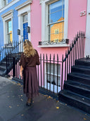 Jupe marron dentelle satinée Notting Hill, vue de dos