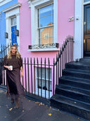 Jupe marron dentelle satinée Notting Hill, vue de face, taille unique