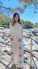 Pantalon en gaze de coton à motifs écru - Dune