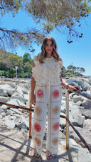 Pantalon en gaze de coton à motifs écru - Dune