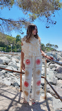 Pantalon en gaze de coton à motifs écru - Dune