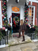 Poncho marron à franges Saint James’s, vue de profil gauche