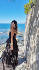 Robe bustier à volants chocolat - Amalfi