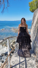 Robe bustier à volants chocolat - Amalfi