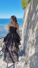 Robe bustier à volants chocolat - Amalfi