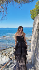 Robe bustier à volants chocolat - Amalfi