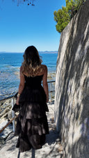 Robe bustier à volants chocolat - Amalfi