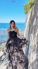 Robe bustier à volants chocolat - Amalfi