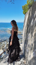 Robe bustier à volants chocolat - Amalfi