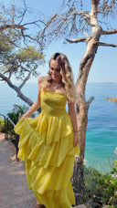 Robe bustier à volants pistache - Amalfi