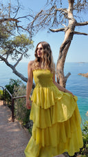 Robe bustier à volants pistache - Amalfi