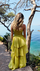 Robe bustier à volants pistache - Amalfi