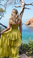 Robe bustier à volants pistache - Amalfi