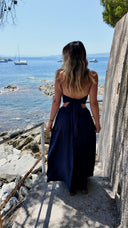 Robe longue dos nu bleu marine - Luma
