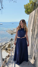 Robe longue dos nu bleu marine - Luma
