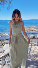 Robe longue dos nu kaki - Luma