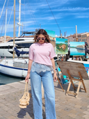 Tee shirt rose Blush Maison Aona porté